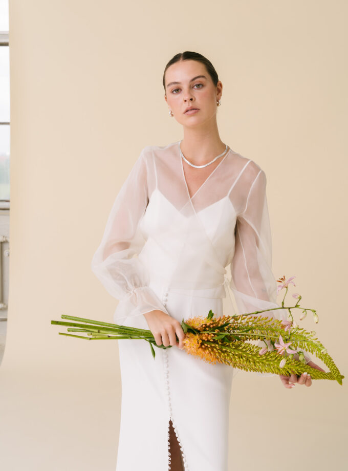 Margaux - Artemis minimalist bridal silk blouse cover up