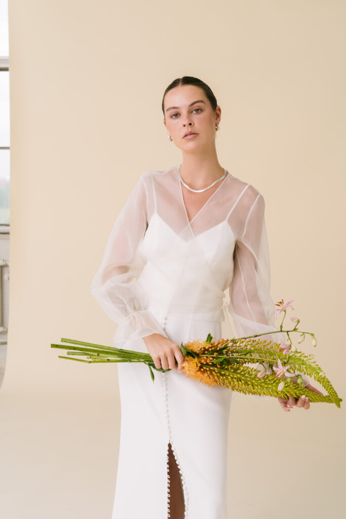 Margaux - Artemis minimalist bridal silk blouse cover up
