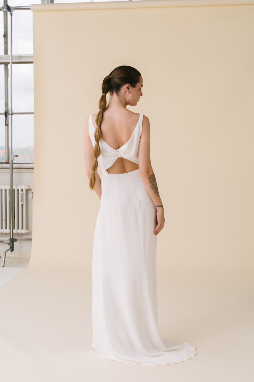 Lauren - Artemis minimalist silk wedding dress open back