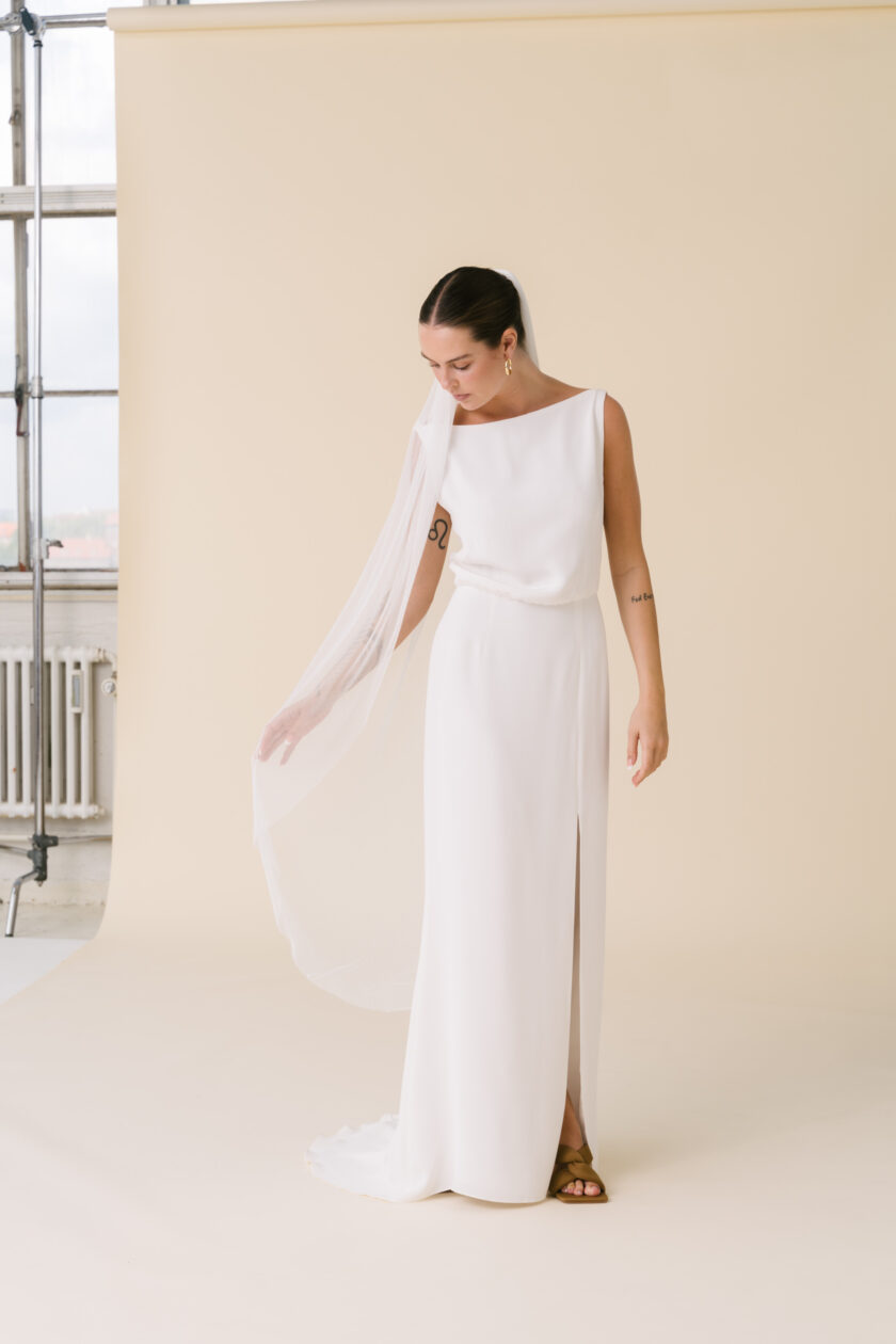 Lauren - Artemis minimalist silk wedding dress veil